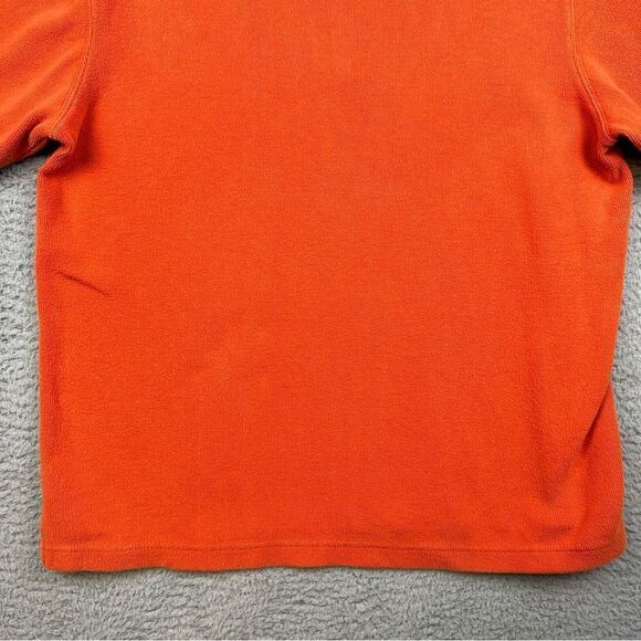 Chaps Sweater Mens Medium Orange‎ 1/4 Zip Cotton Mock Neck Business Casual - Picture 8 of 14